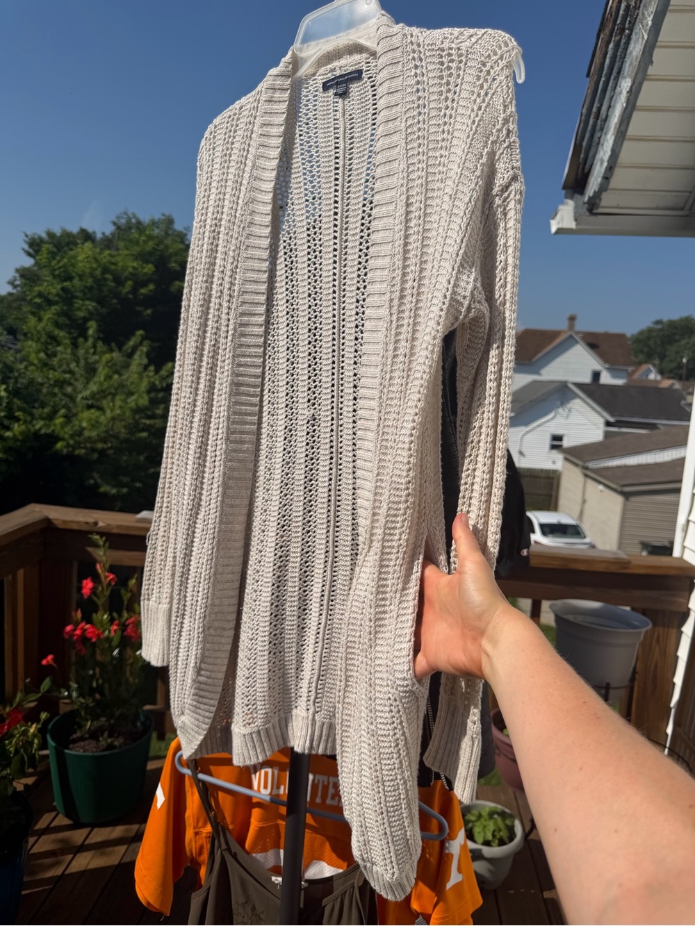 American eagle Light Beige Open-Front Knit Cardigan Sweater - Picture 3 of 7